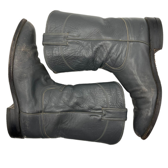 Justin Men\'s Jackson Gray Leather Cowboy Work Boots